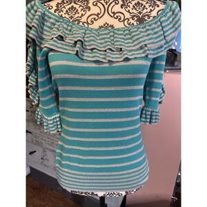 Belldini Los Angeles Boutique NWT Teal And Silver  Sweater Sz Small. Mermaid.